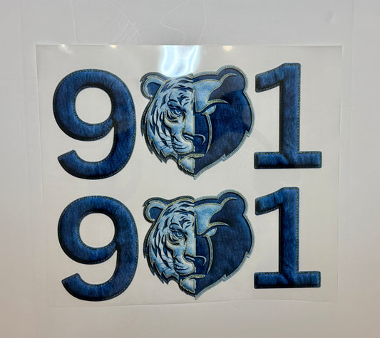 901 Memphis Denim Tiger DTF Transfer – Ready to Press